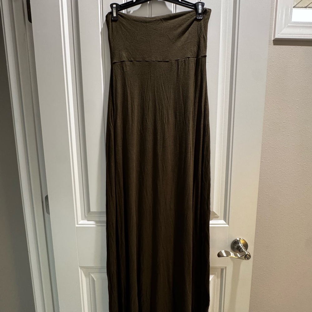 Zenana Premium Women's Olive Brown Maxi Skirt